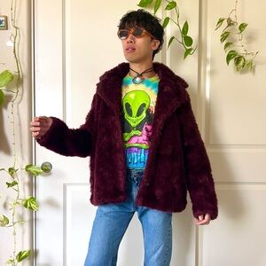 Vintage Y2K Purple Faux Fur Jacket
